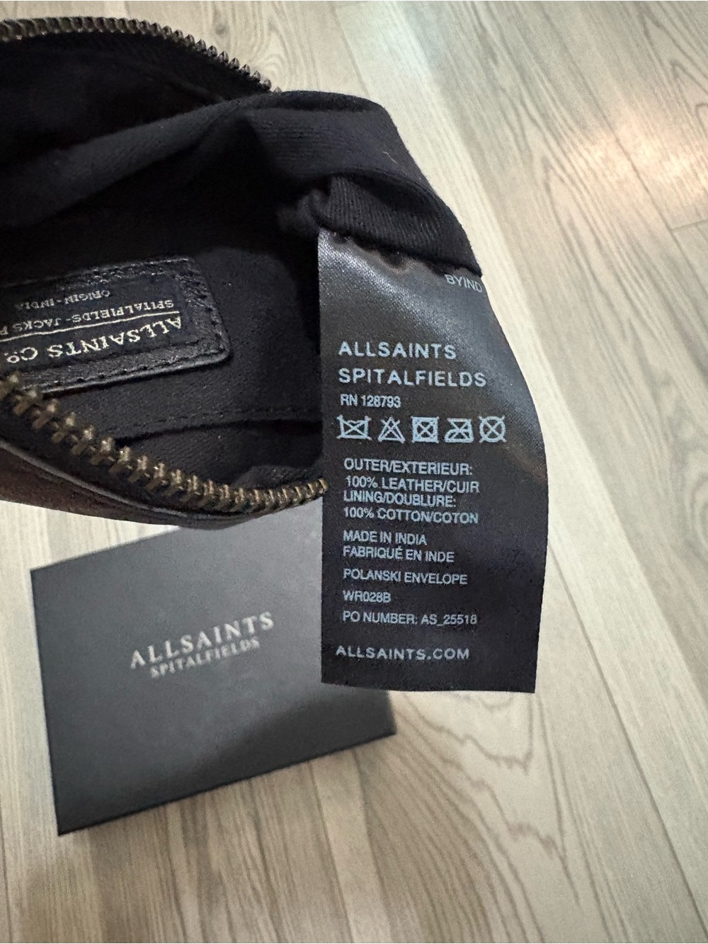 AllSaints Black Leather/Hide Pouch New In Box - Picture 6 of 7